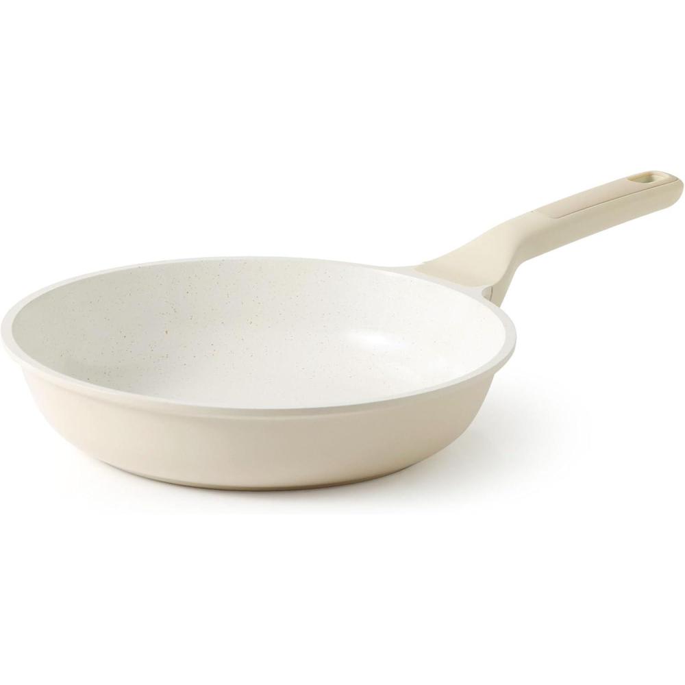 image:imageSENSARTE Nonstick Ceramic Frying Pan Skillet 95 Inch Omelet Pan Healthy Non Toxic Chef Pan Induction Compatible Egg Pan with Heat Resistant Handle PFASFreeAntique White