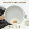 SENSARTE Nonstick Ceramic Frying Pan Skillet, 9.5 Inch Omelet Pan, Healthy Non Toxic Chef Pan, Induction Compatible Egg Pan with Heat Resistant Handle, PFAS-Free(White)