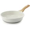 SENSARTE Nonstick Ceramic Frying Pan Skillet, 9.5 Inch Omelet Pan, Healthy Non Toxic Chef Pan, Induction Compatible Egg Pan with Heat Resistant Handle, PFAS-Free(White)