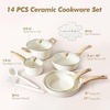 SENSARTE Ceramic Cookware Sets, Pots and Pans Set Non stick, 14 Piece Induction Cookware, Non toxic Healthy Non Stick Kitchen Cooking Set, with Frying Pans Set, PFAS PTFE PFOA PFOS Free(Ceramic White)