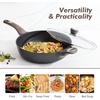 SENSARTE Ceramic Nonstick Frying Pan Skillet with Lid, 12 Inch Large Deep Frying Pan, 5 QT Saute Pan, Induction Pan, Healthy Non Toxic Cooking Pan with Helper Handle, PFOA PFAS PTFE Free(Classic Black)